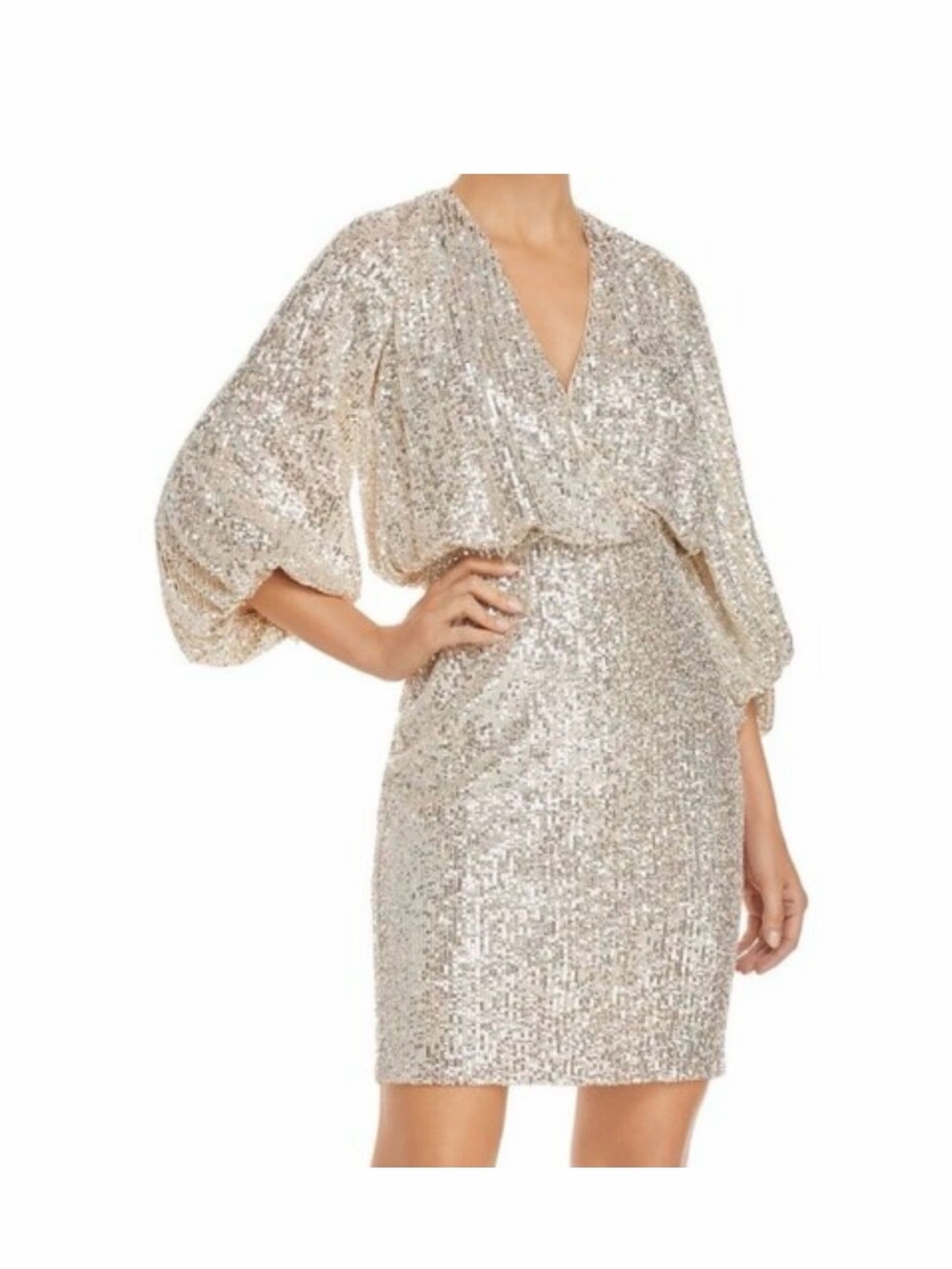 Eliza J Long sleeve surplice size 14 sequin dress